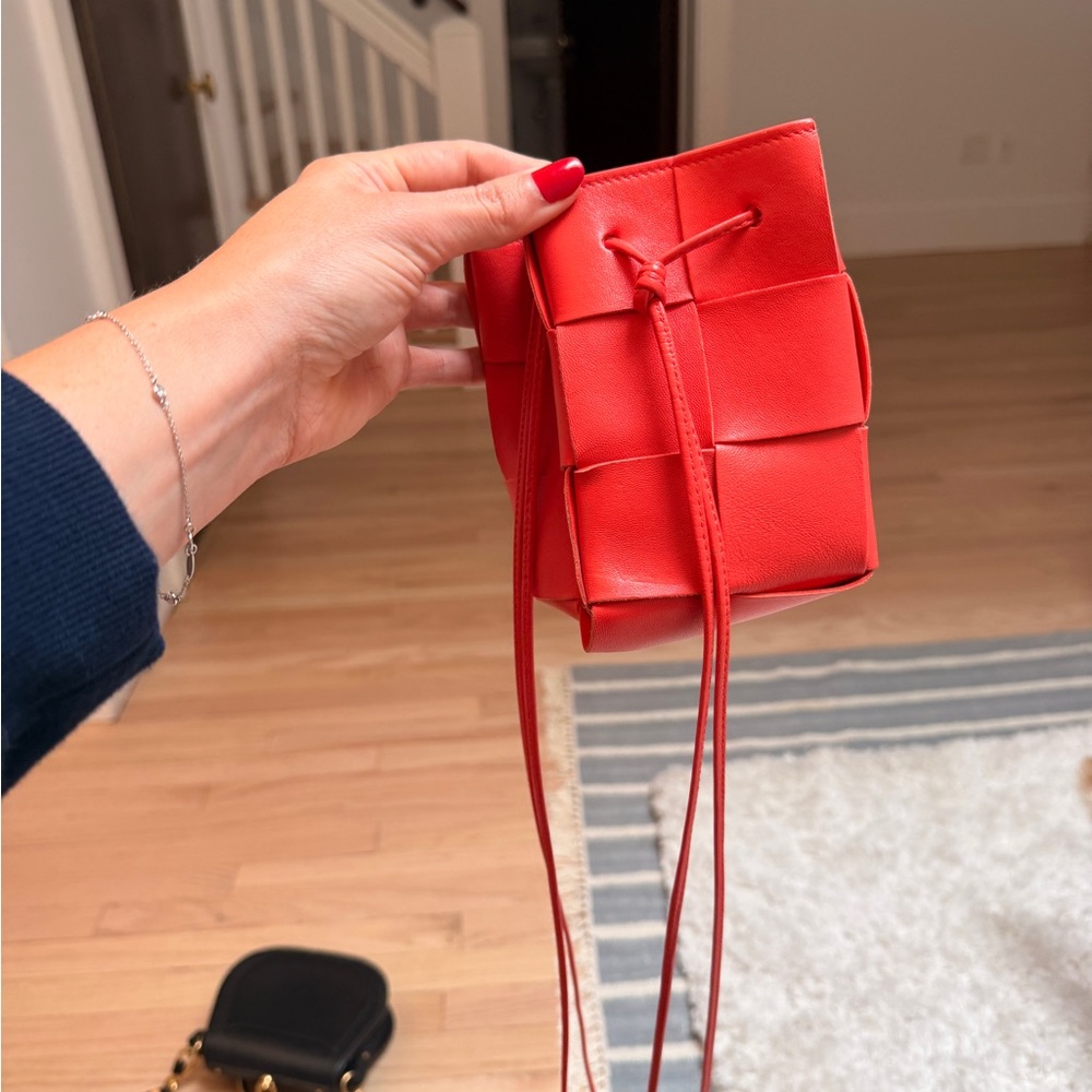 Bottega Veneta Red Woven Mini Crossbody